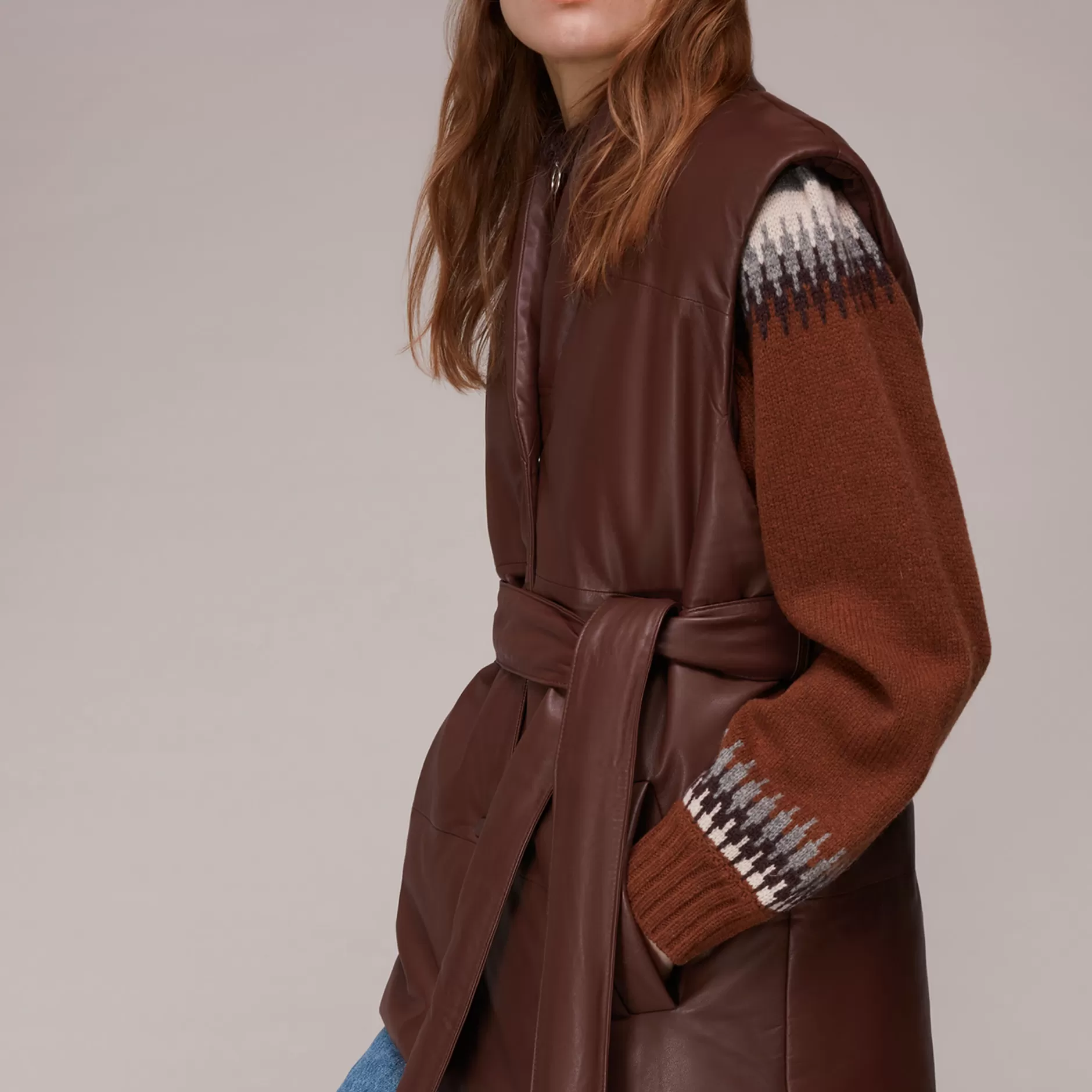 Women Whistles Jackets | Raya Leather Gilet