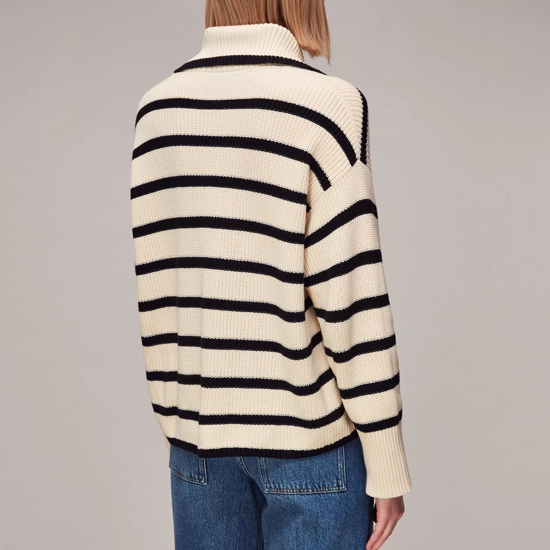 Women Whistles Knitwear | Rib Stripe Collar Sweater