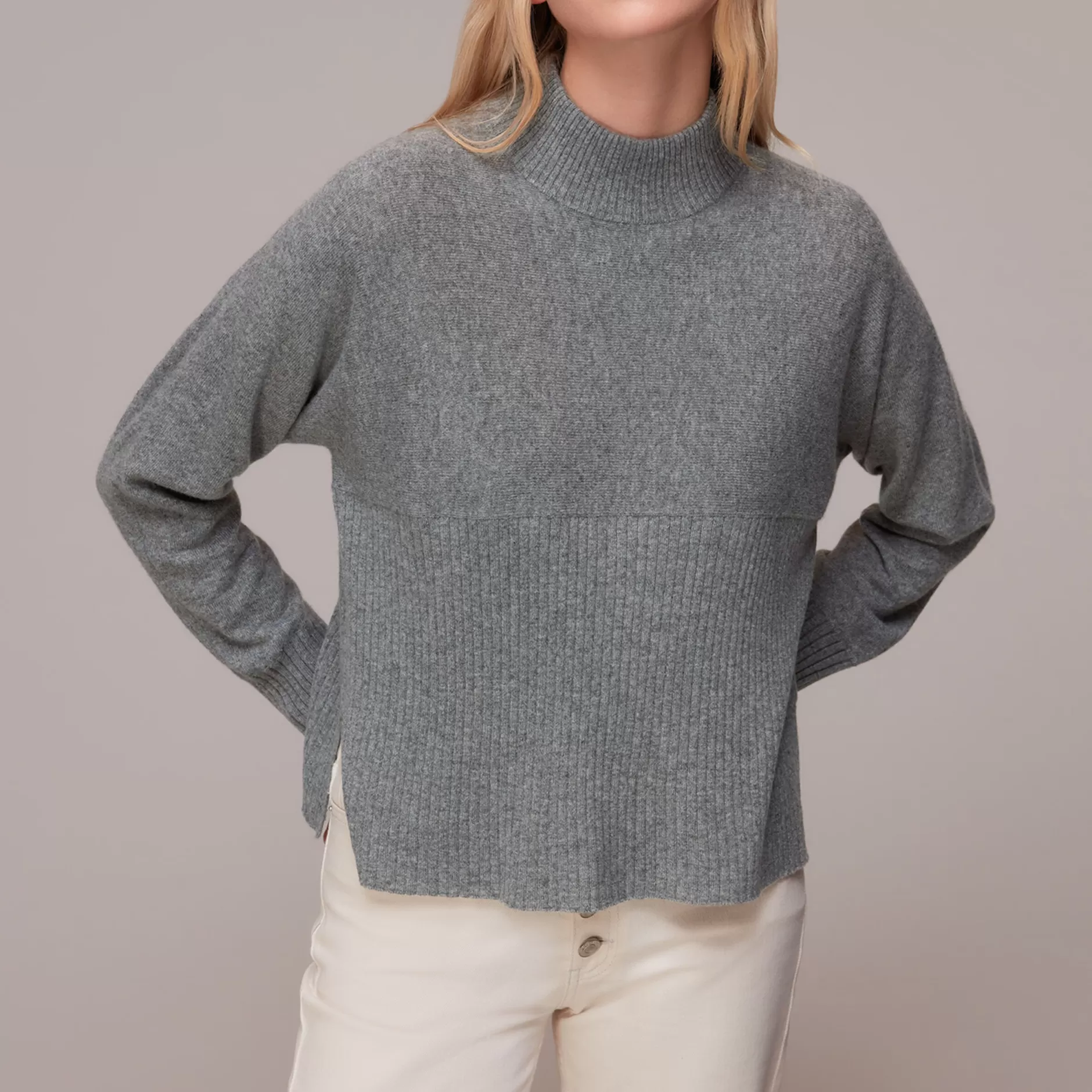 Women Whistles Knitwear | Ribbed Panel Cashmere Sweater