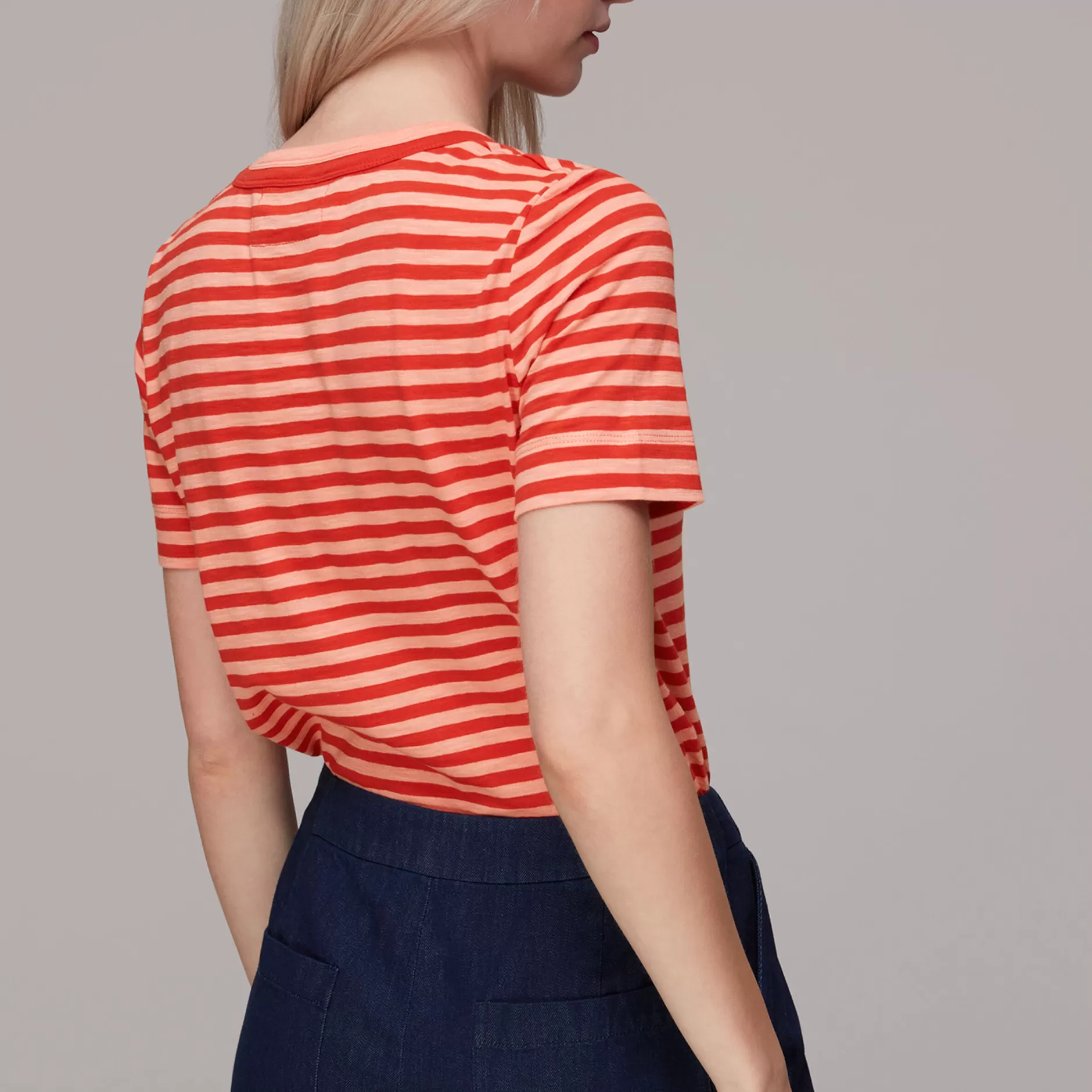 Women Whistles T-Shirts | Rosa Double Trim Stripe Tshirt