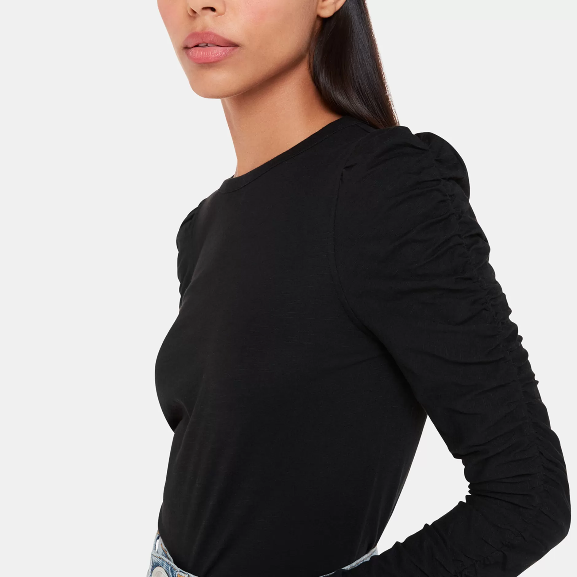 Women Whistles Tops | Ruched Sleeve Top