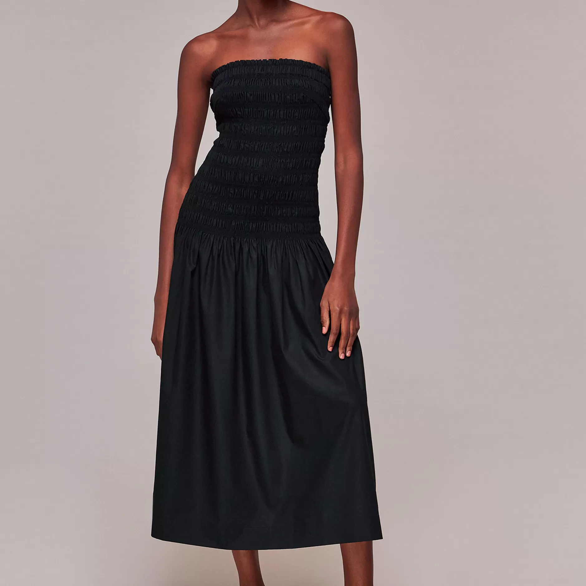 Women Whistles Dresses | Shirred Bandeau Poplin Dress