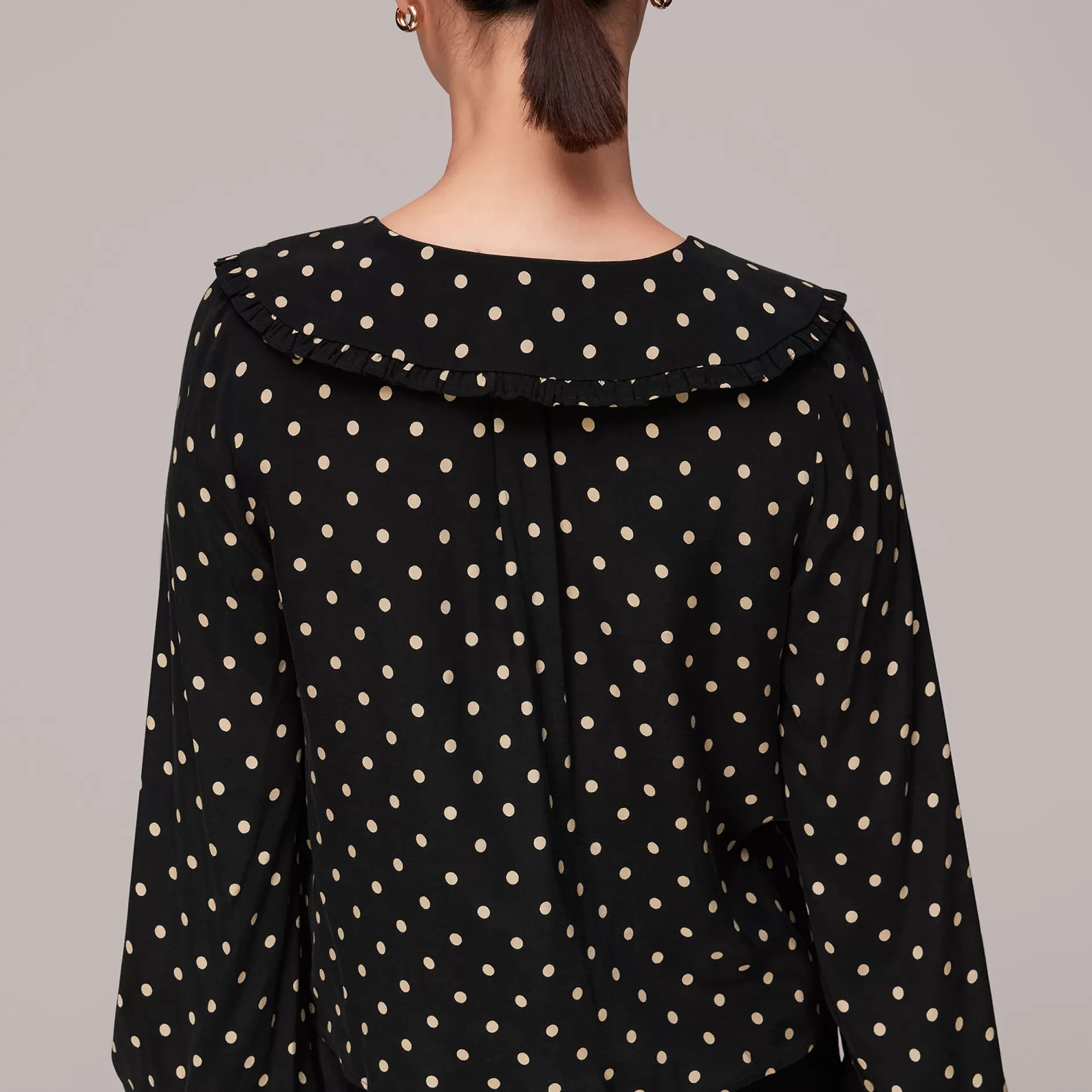 Women Whistles Tops | Spot Print Collar Top