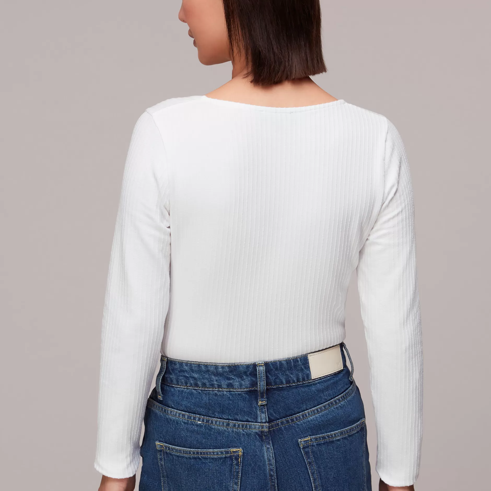 Women Whistles Tops | Square Neck Long Sleeve Rib