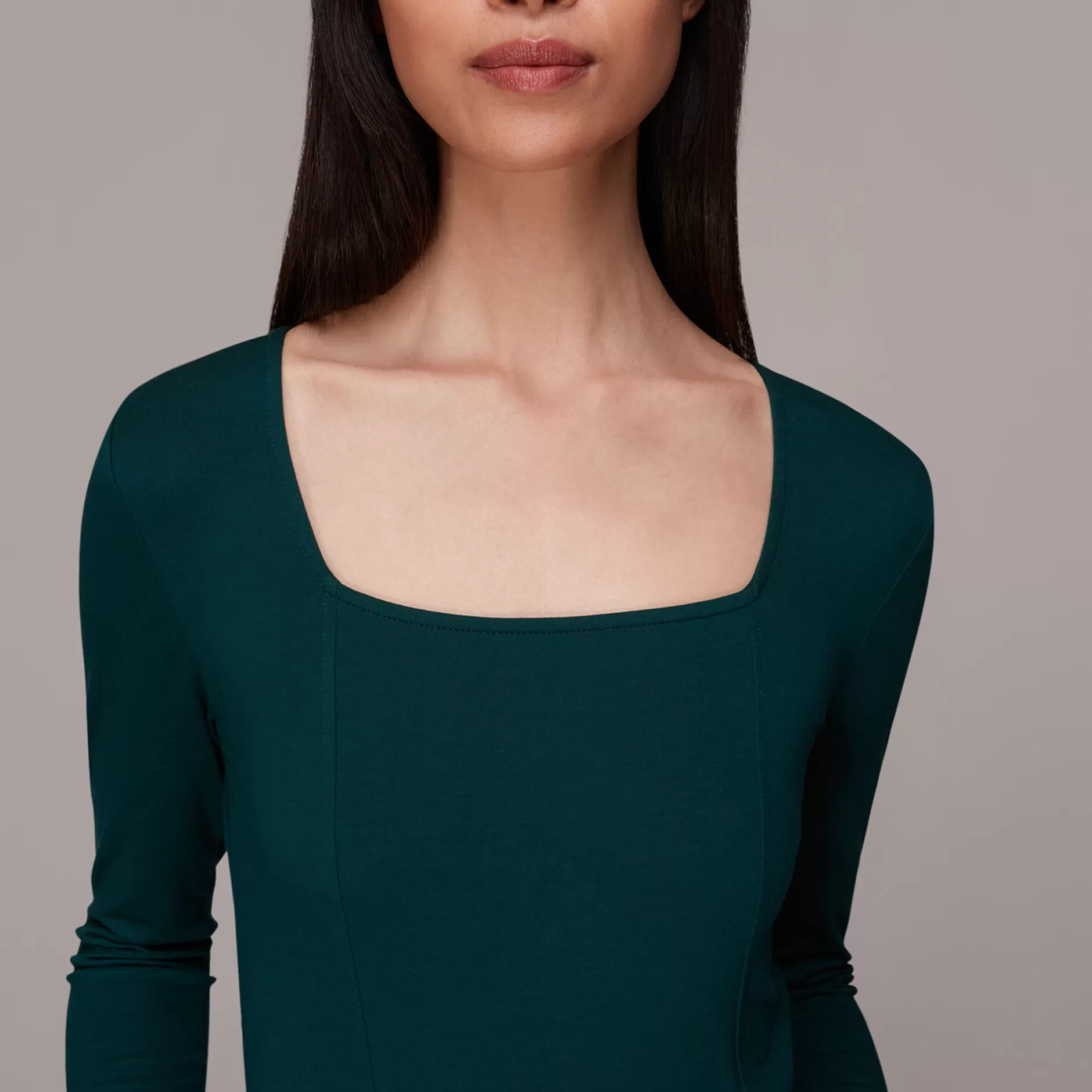 Women Whistles Tops | Square Neck Long Sleeve Top