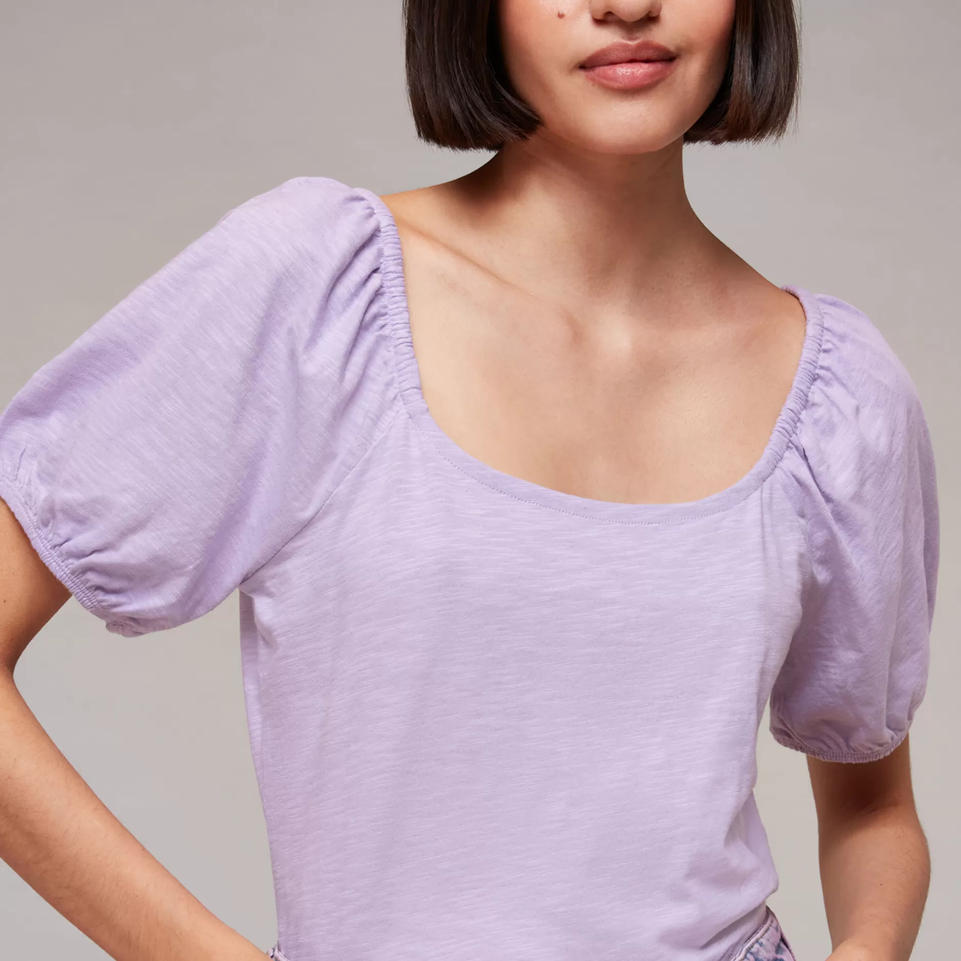 Women Whistles T-Shirts | Square Neck Puff Sleeve Top