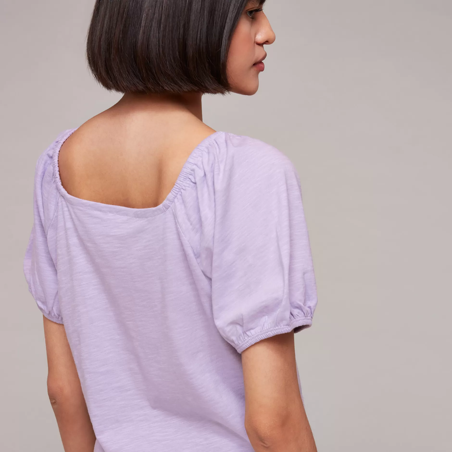 Women Whistles T-Shirts | Square Neck Puff Sleeve Top