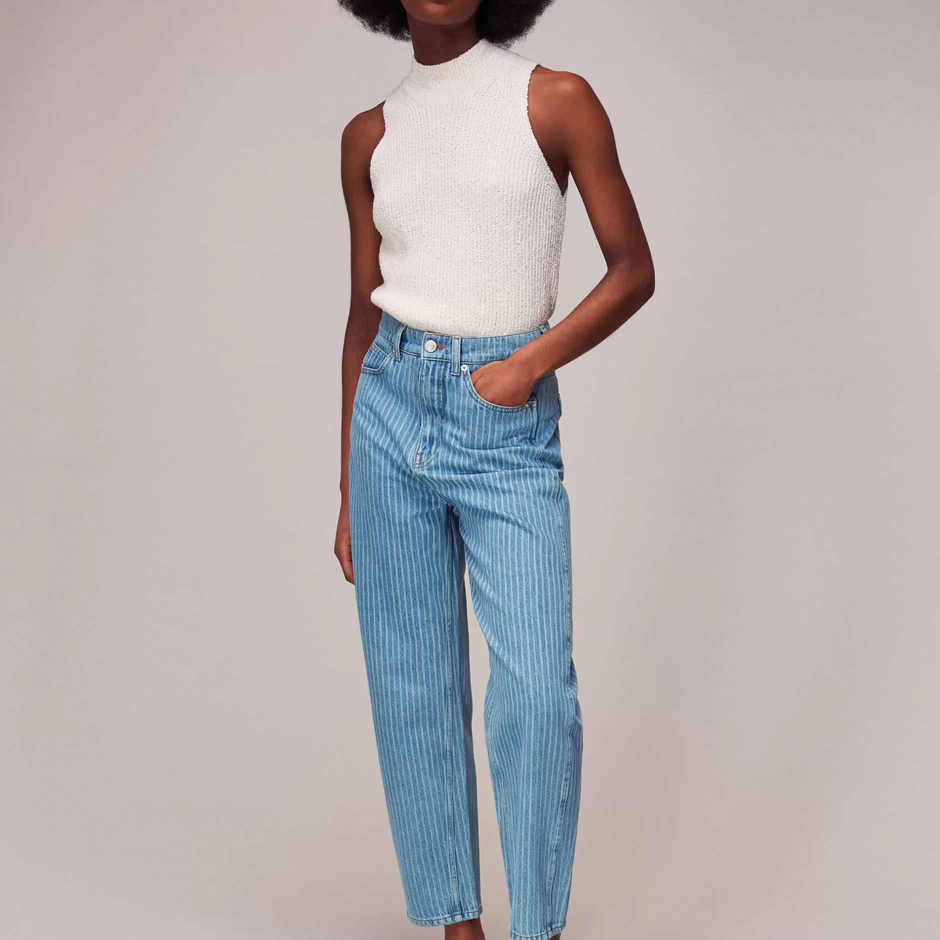 Women Whistles Jeans | Stripe Barrel Leg Jean