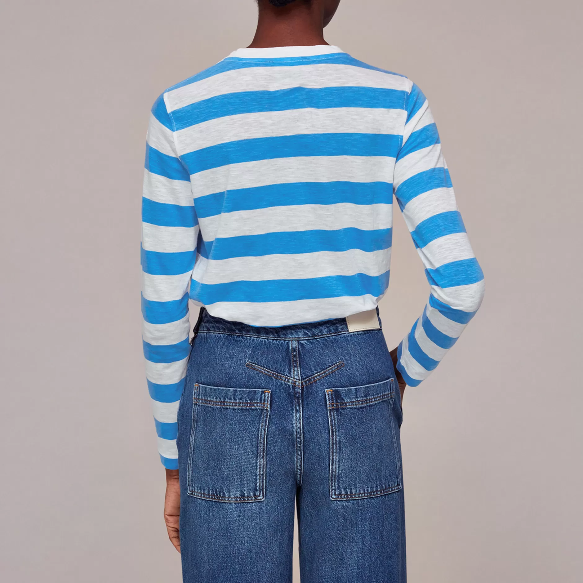 Women Whistles Tops | Stripe Crew Neck Pocket Top