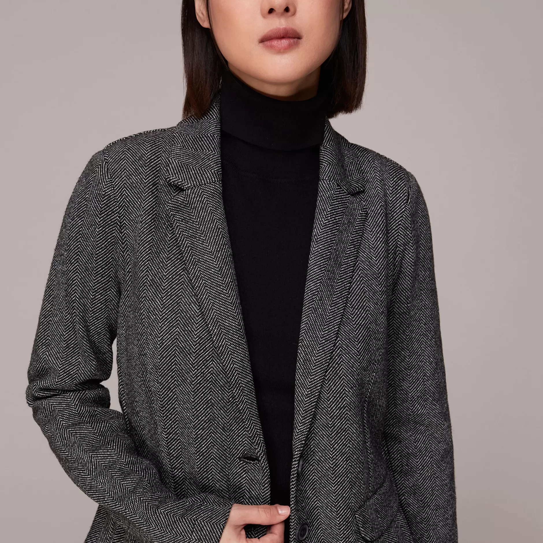 Women Whistles Tailoring | Textured Slim Jersey Jacket