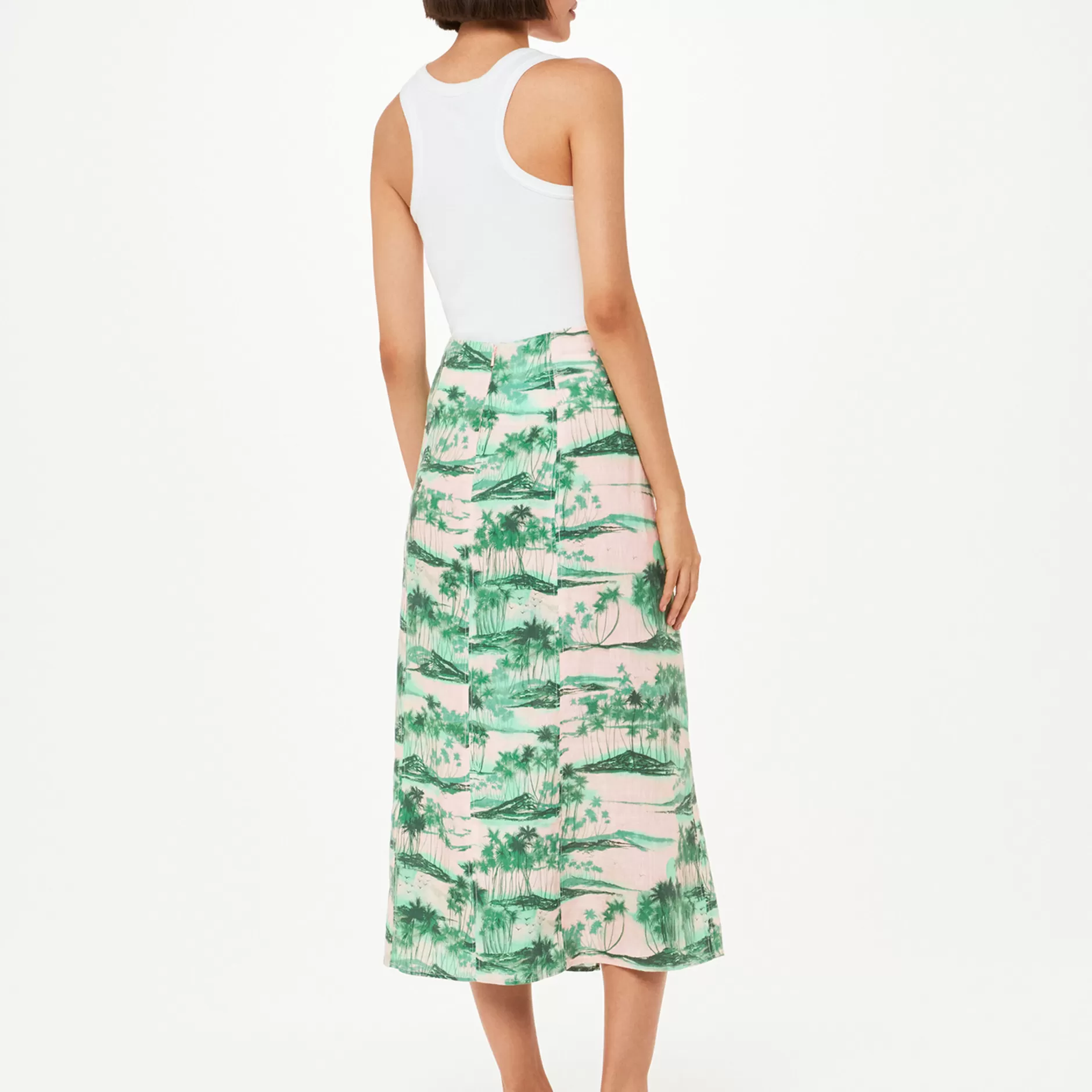 Women Whistles Skirts | Waving Palms Button Skirt