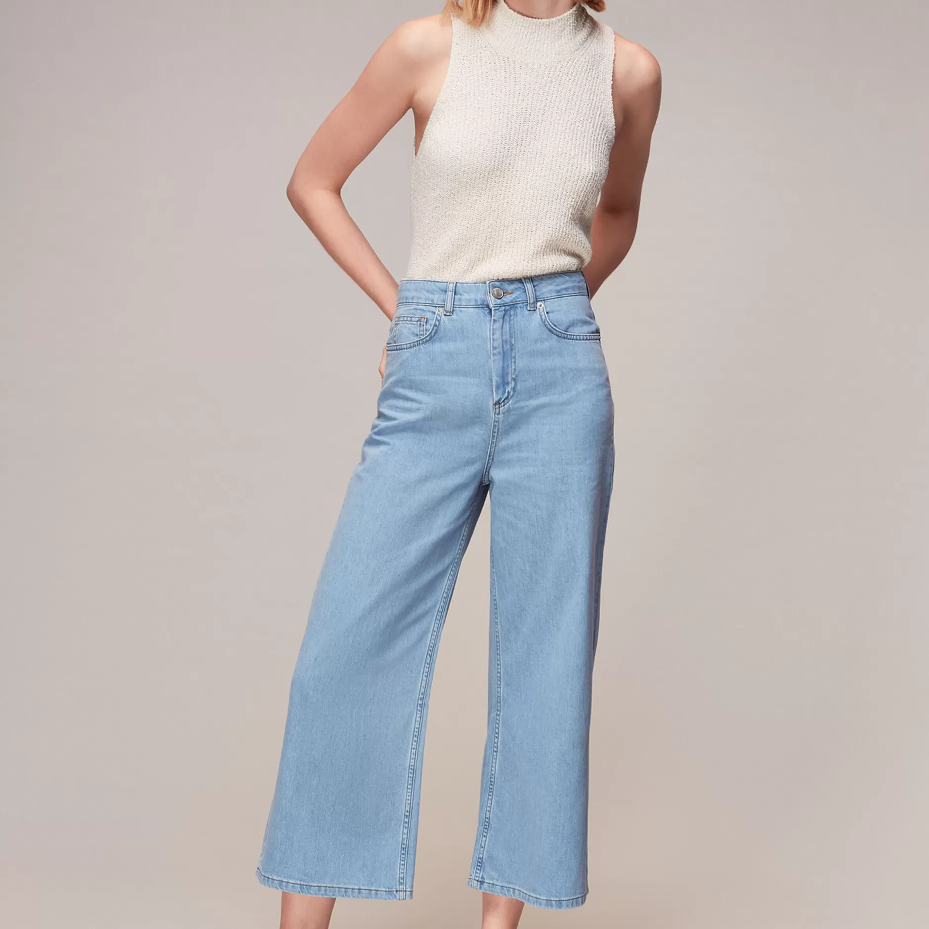 Women Whistles Jeans | Wide Leg Cropped Jean