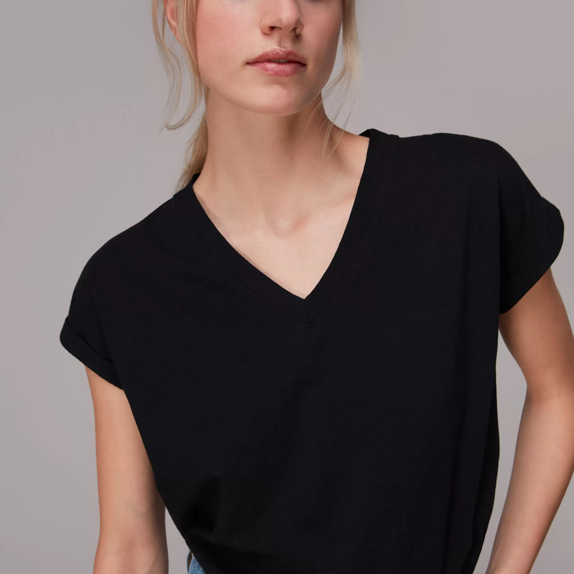 Women Whistles T-Shirts | Willa V-Neck Cap Sleeve Tee